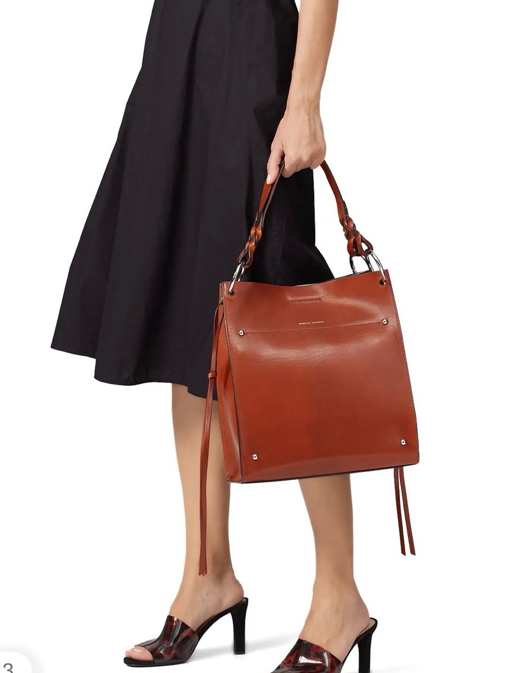 Rebecca Minkoff Genuine Leather Shoulder Tote in Cognac-Used Condition